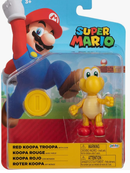 World of Nintendo Super Mario Action Figure - Red Koopa Troopa with Coin 4inch 40821/40744