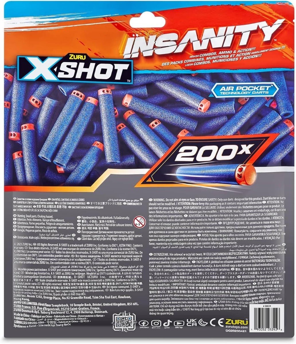 X - Shot 200 Darts Pack Refil Insanity XS - 36624 - Colorland Toys
