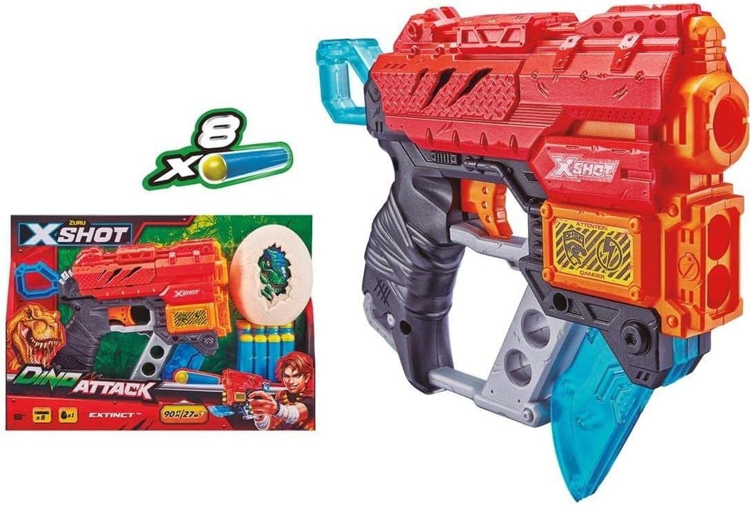 X - Shot Dino Attack Extinct Blaster 8 Darts/1 Egg XS - 4870 - Colorland Toys