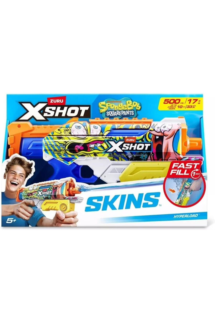 Zuru X-Shot Fast Fill Spongebob Hyperload Water Blaster Gun