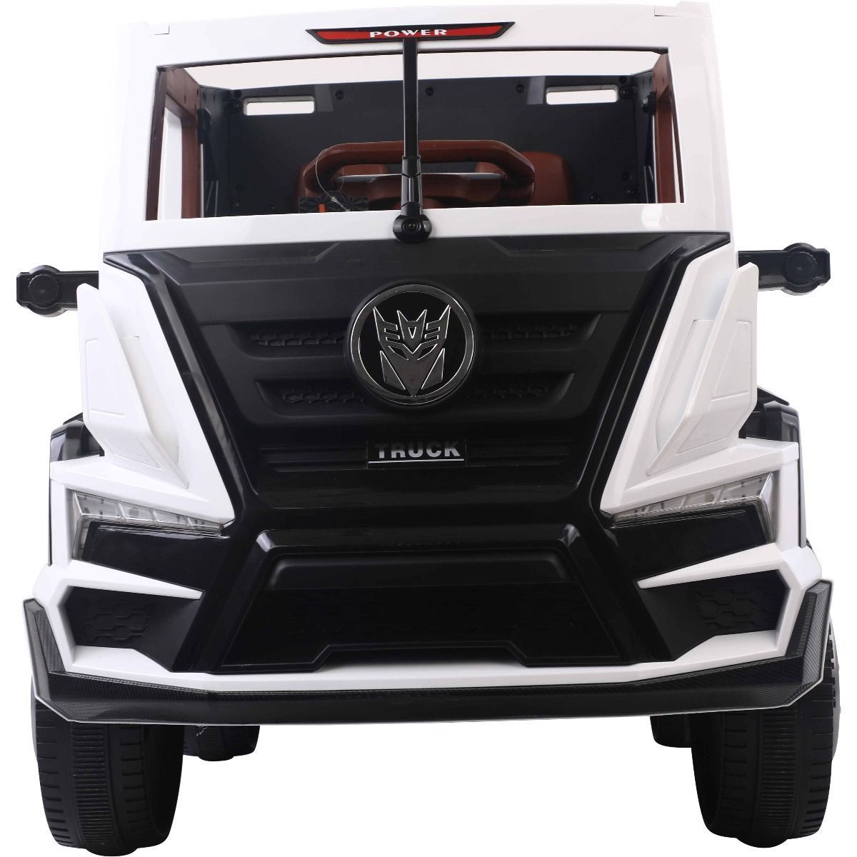 Megastar 12V Clunker Truck With Back Trailer Rubber Tyres & Leather Seats White 2020 - Colorland Toys