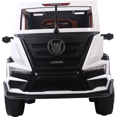 Megastar 12V Clunker Truck With Back Trailer Rubber Tyres & Leather Seats White 2020 - Colorland Toys