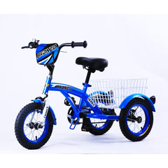 Bronco Three Wheel Bicycle with Basket 12 Inch Blue CL-2200 - Colorland Toys