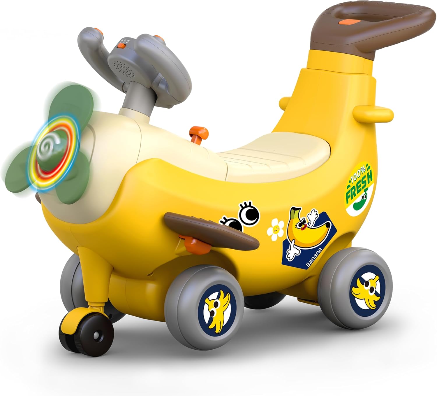HOLA 4-in-1 Ride-On Push Walker Banana Plane Toy for Toddlers