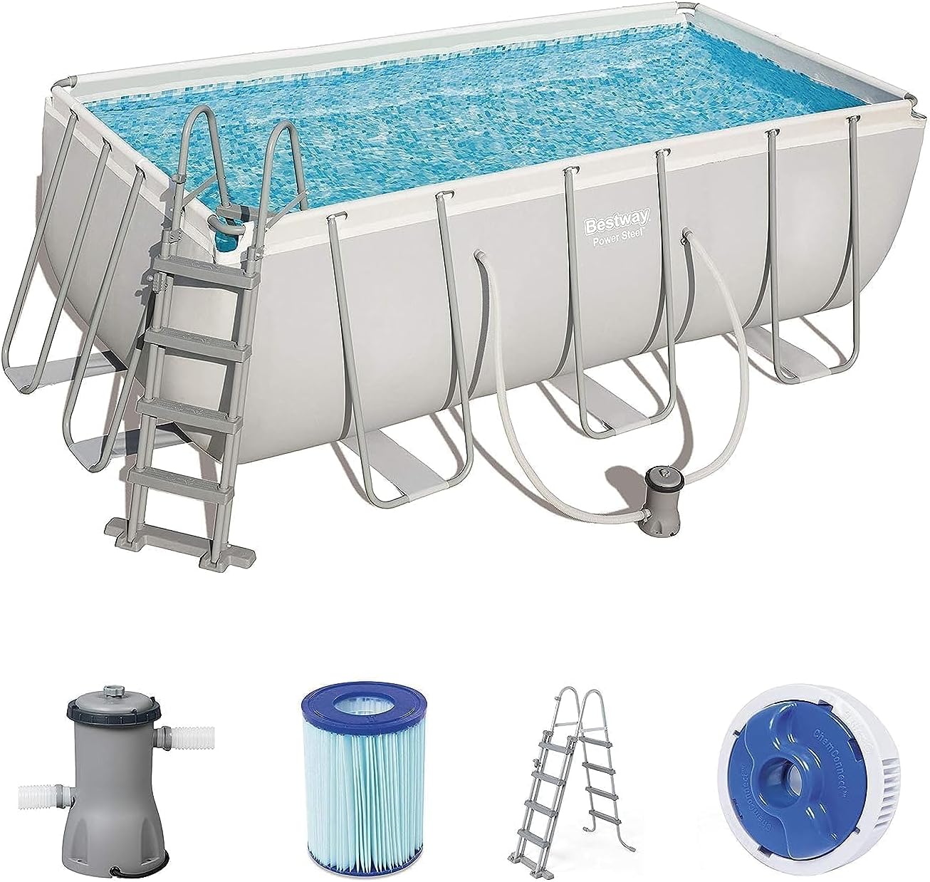 Bestway Power Steel Rectangular Swimming Pool 4.12m x 2.01m x 1.22m