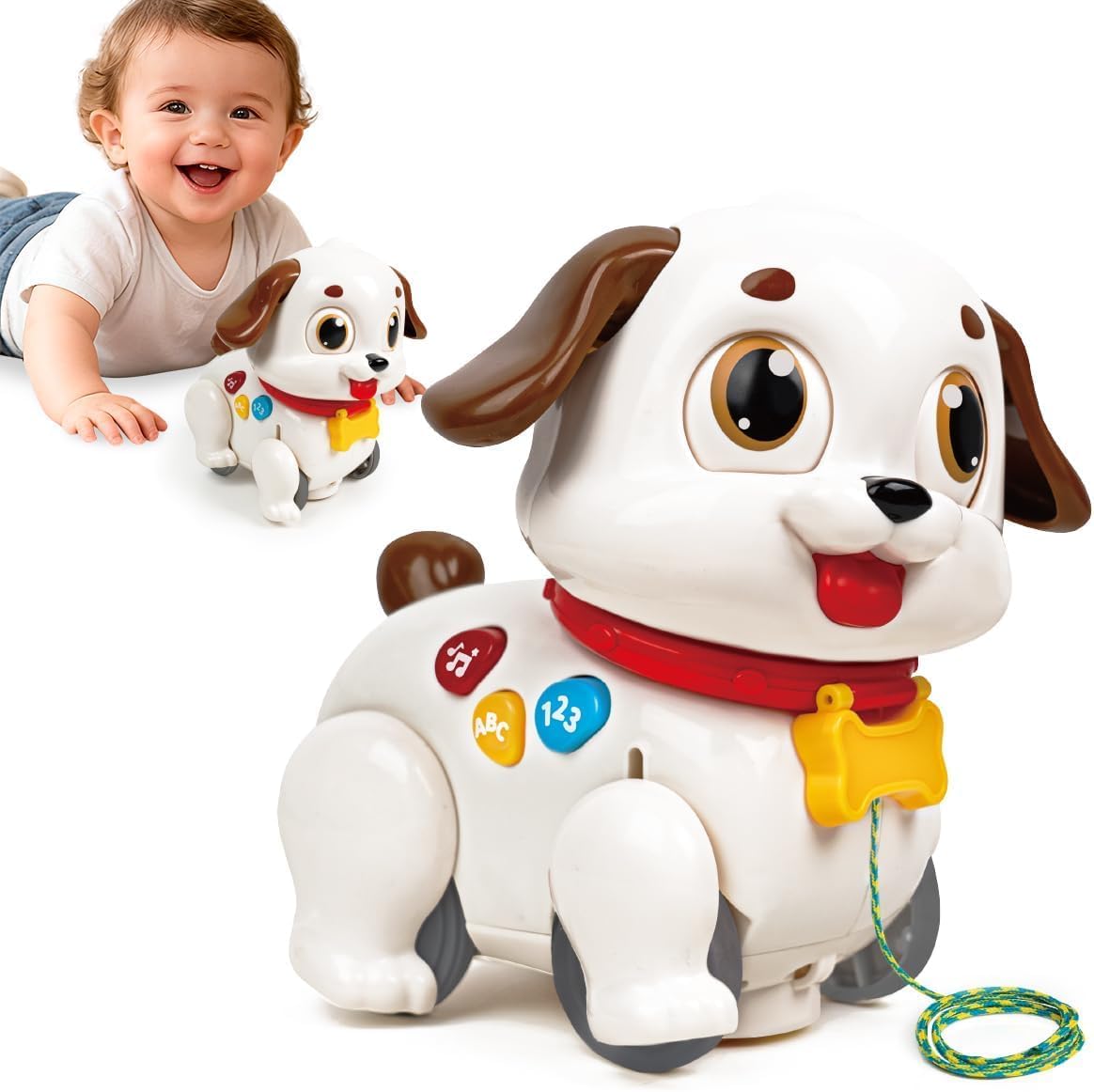 HOLA Musical Dancing Puppy Tummy Time Toy for 6-12 Months