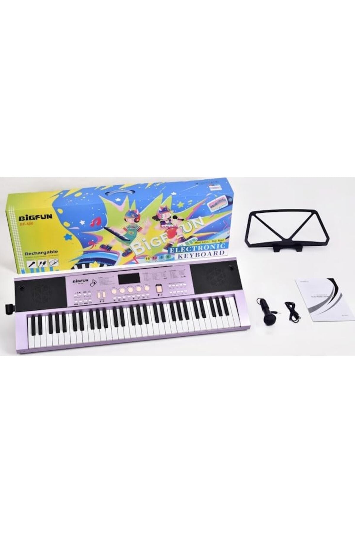Bigfun Electronic Keyboard Piano 61 Keys Rechargable BF-500C/MBMI1395