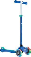 Globber Primo Plus Lights Scooter, Navy Blue/Emerald Green