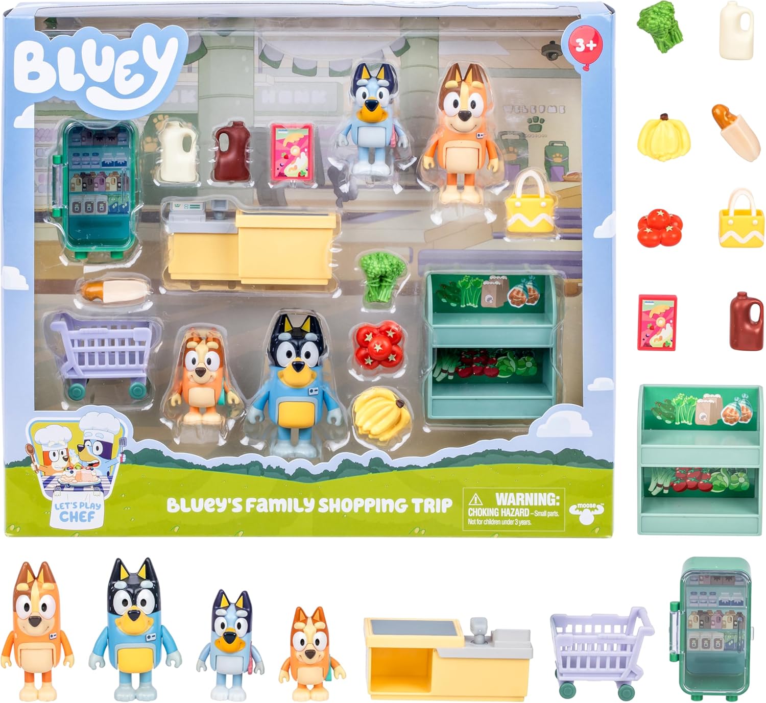 Bluey Series 13 Let’s Play Chef Family Shopping Trip Figure Playset