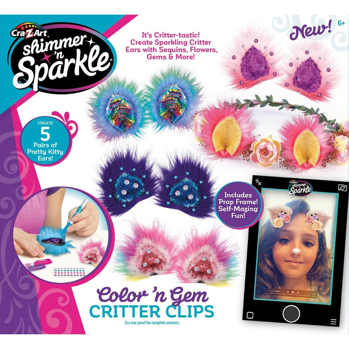 Cra Z Art Shimmer N Sparkle Color N Gem Critter Clips - Colorland Toys