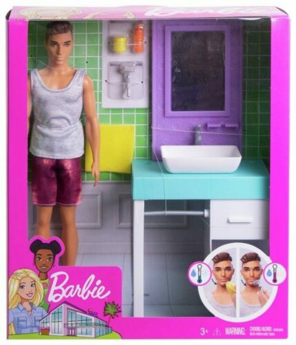 Barbie Bathroom-Themed Playset with Shaving Ken FYK51 - Colorland Toys