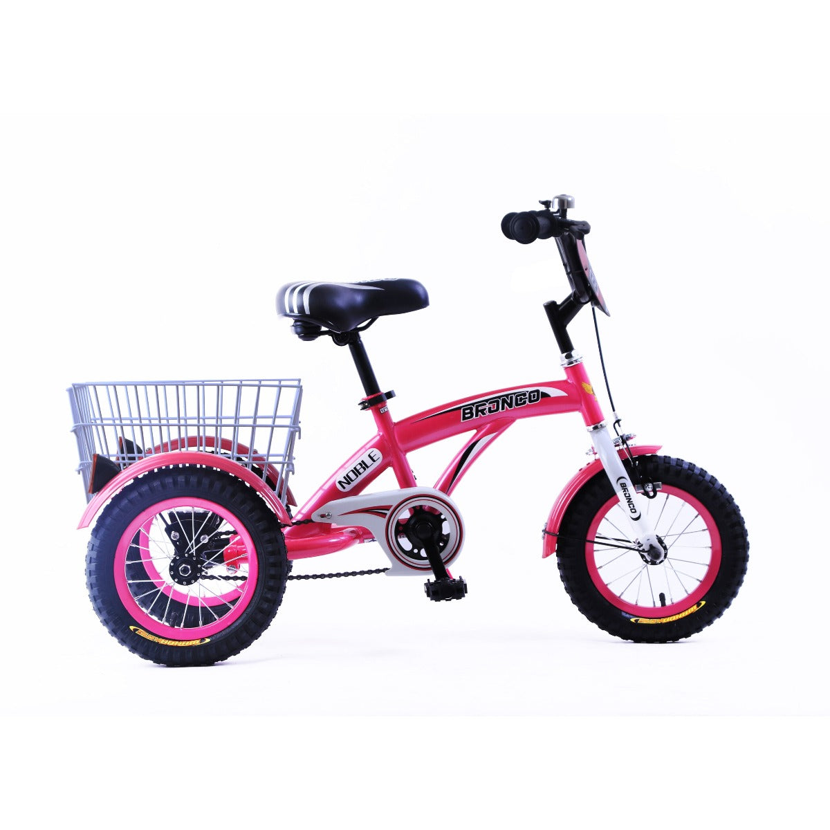 Bronco Three Wheel Bicycle with Basket 12 Inch Pink CL-2200 - Colorland Toys