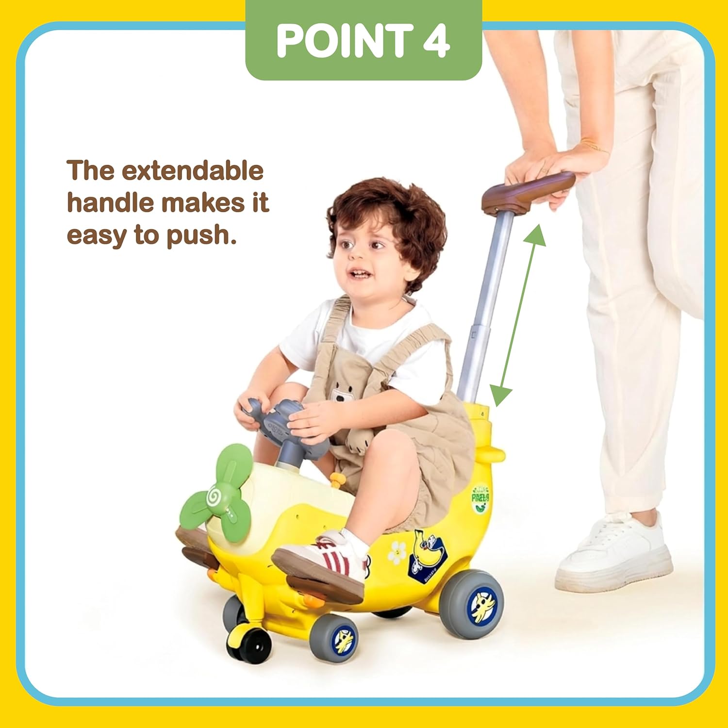 HOLA 4-in-1 Ride-On Push Walker Banana Plane Toy for Toddlers — view 2