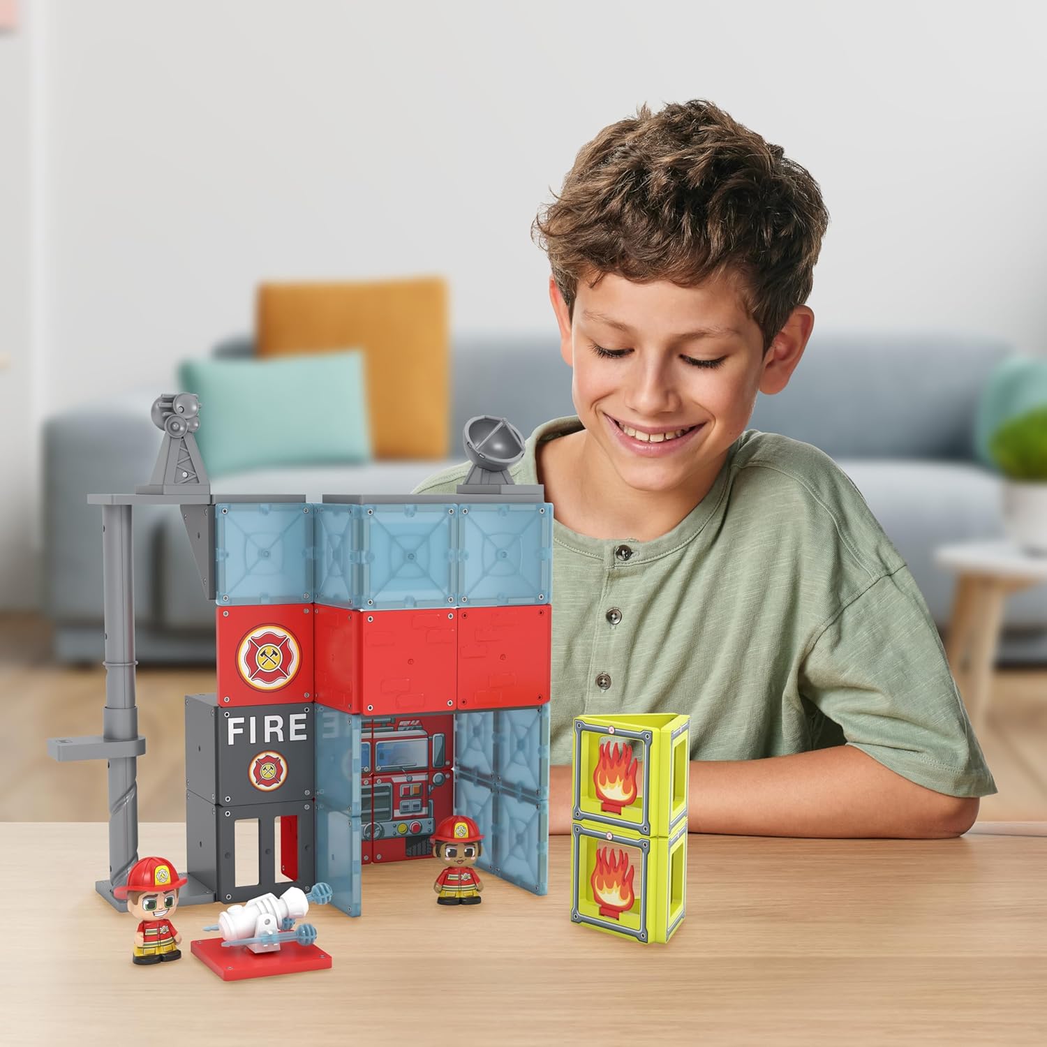 Tile Town Fire House Magnetic Tiles Building Playset for Kids 3+ — view 2