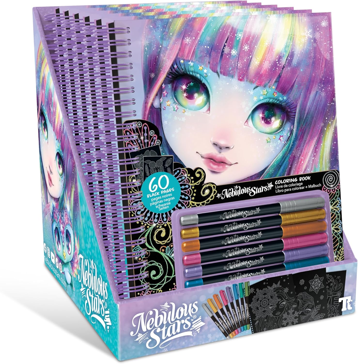 Nebulous Stars Colouring Book with Black Pages, 60 Sheets, A4 — view 2