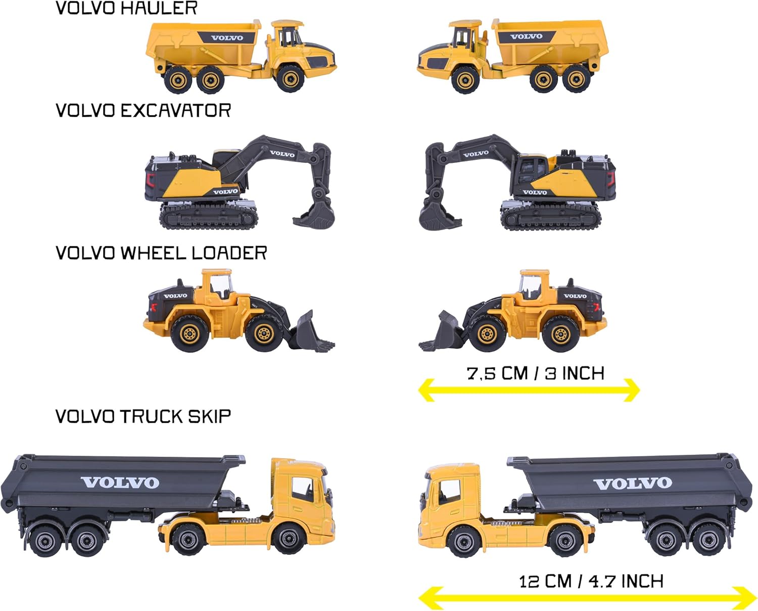 Volvo Construction 4 Pieces Giftpack, 7.5cm by Majorette — view 2