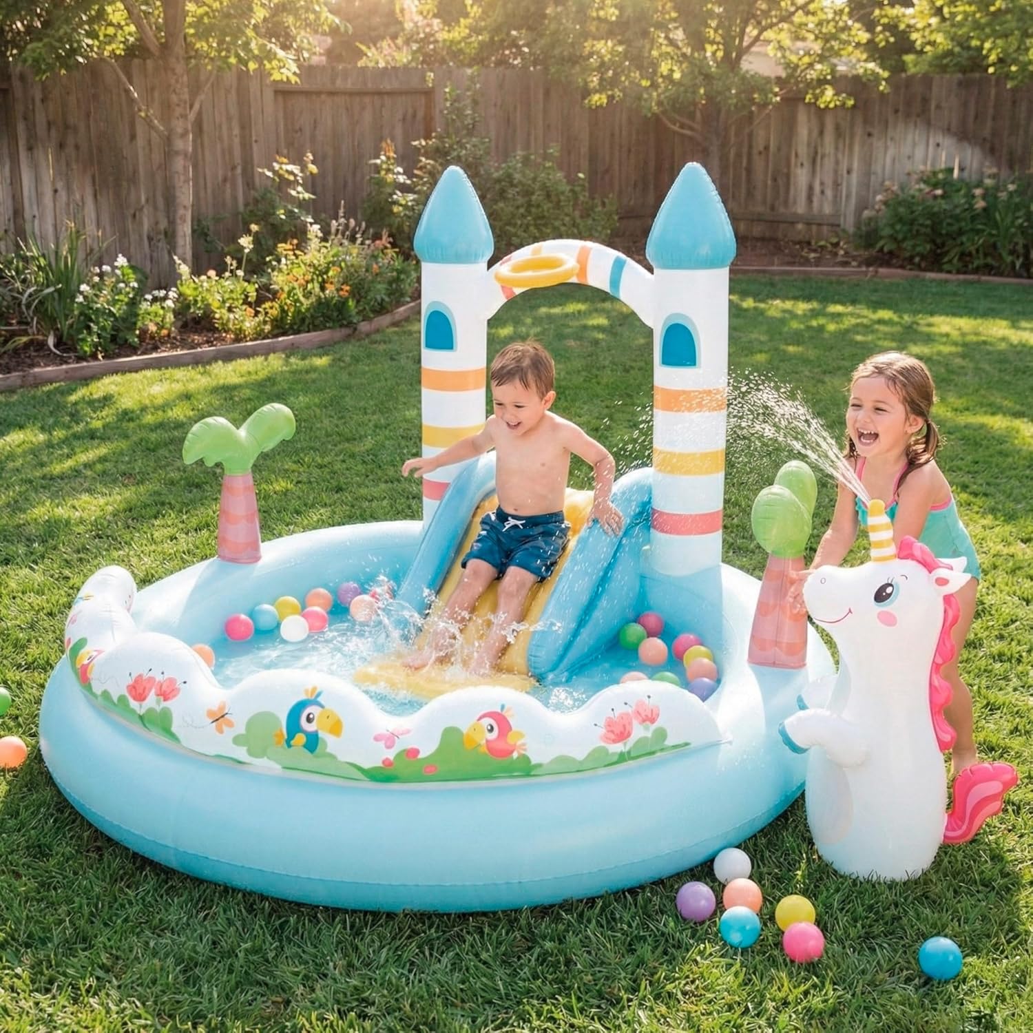 Intex Unicorn Castle Play Centre 56148NP (Inflated, 196 x 178 x 127 cm) — view 2
