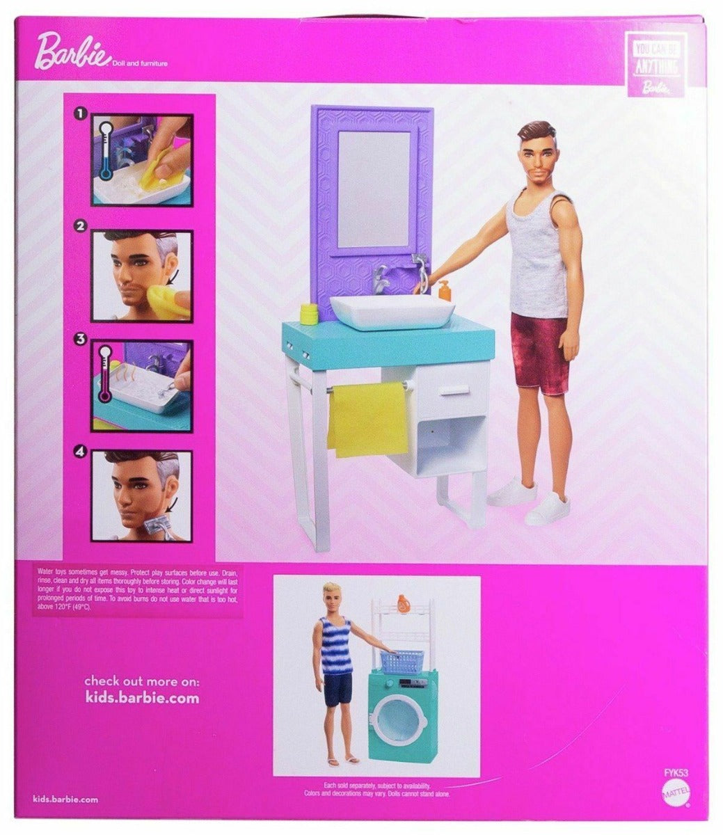 Barbie Bathroom-Themed Playset with Shaving Ken FYK51 - Colorland Toys