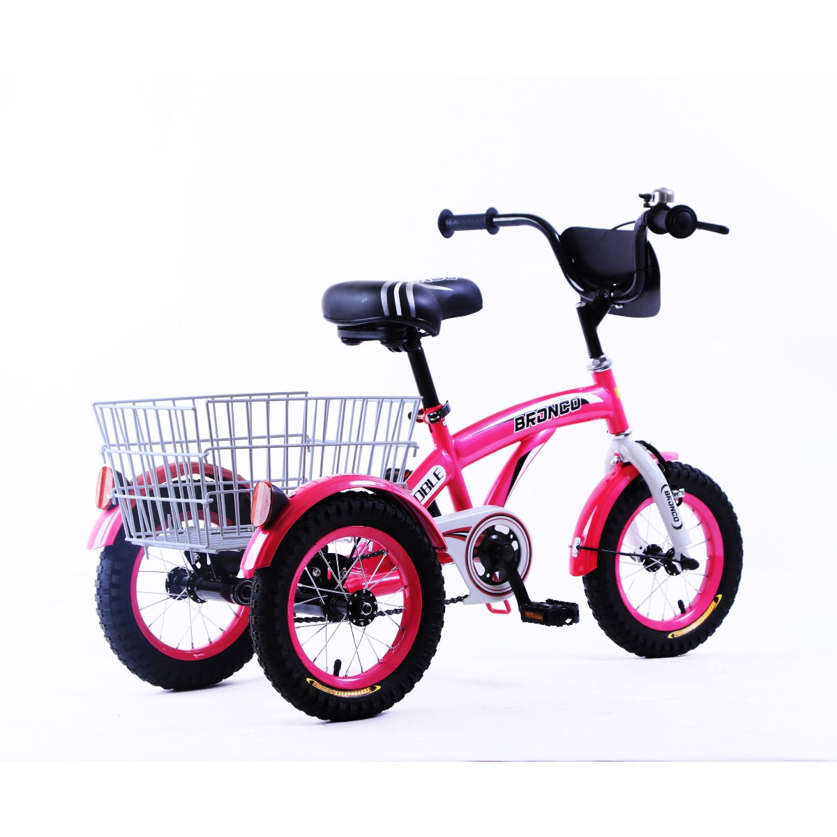 Bronco Three Wheel Bicycle with Basket 12 Inch Pink CL-2200 - Colorland Toys