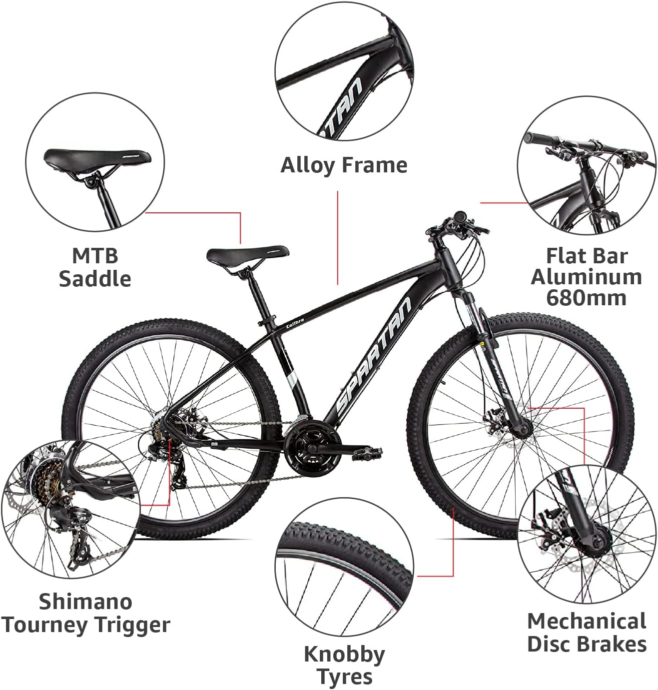 SPARTAN Uni Adult 27.5" Caliber Hardtail MTB Alloy - Charcoal Black, M — view 3