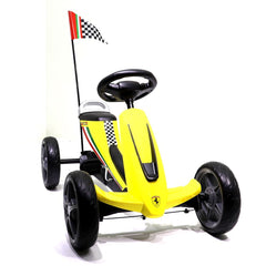 Megastar Licensed Pedal Ferrari Go-Kart Ride-On Car Yellow LB-8931 - Colorland Toys
