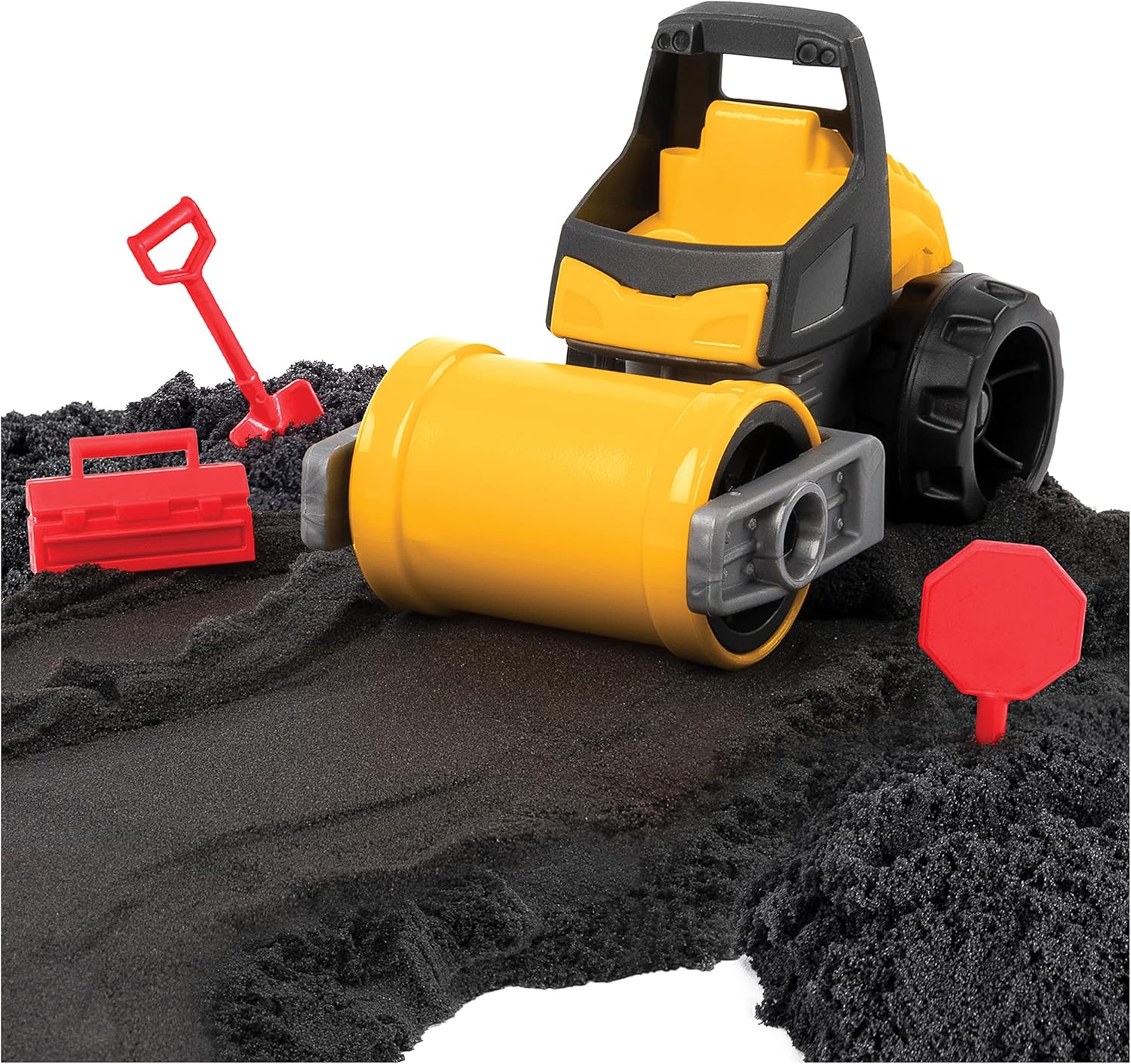 Kinetic Sand Pave & Play Construction Set with Toy Truck, 8oz Black Sand — view 4