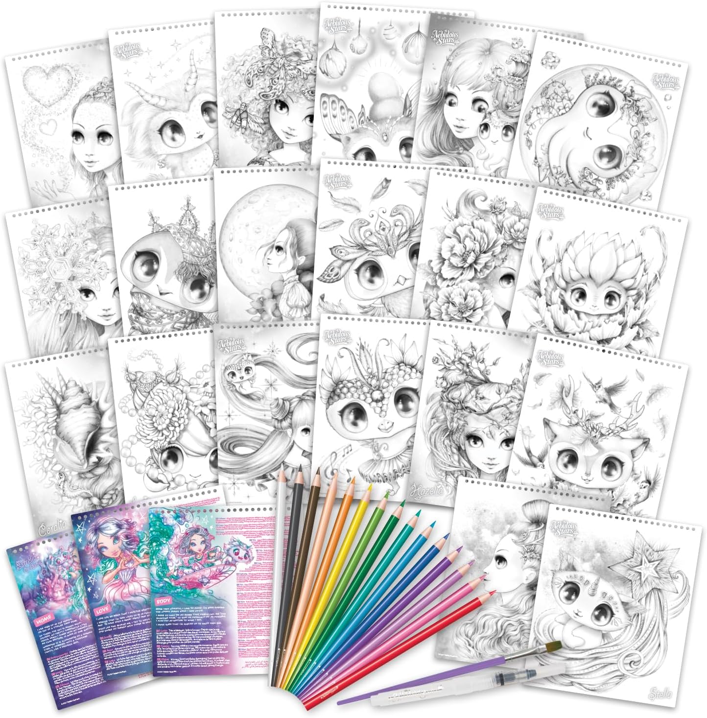 Nebulous Stars Watercoloring Book Set – 20 Hand-Drawn Illustrations — view 4