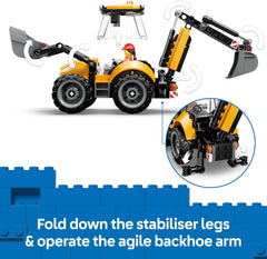 LEGO City Yellow Backhoe Loader Construction Vehicle Toy for Kids 7+ — view 4
