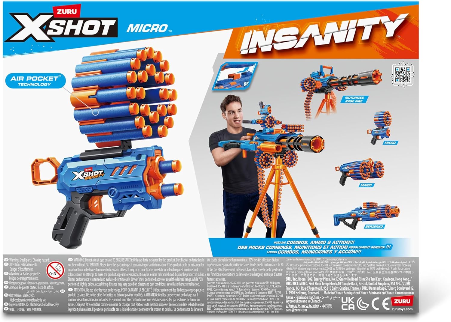 X-Shot Insanity Micro Blaster with 24 Darts – 30m Range Foam Dart Gun — view 4