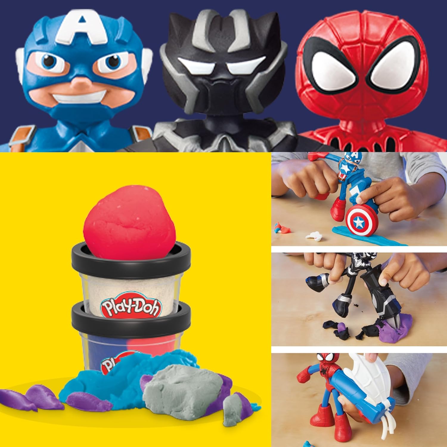 Play-Doh Marvel Heroes Adventure Set – Captain America, Spider-Man, Black Panther — view 4