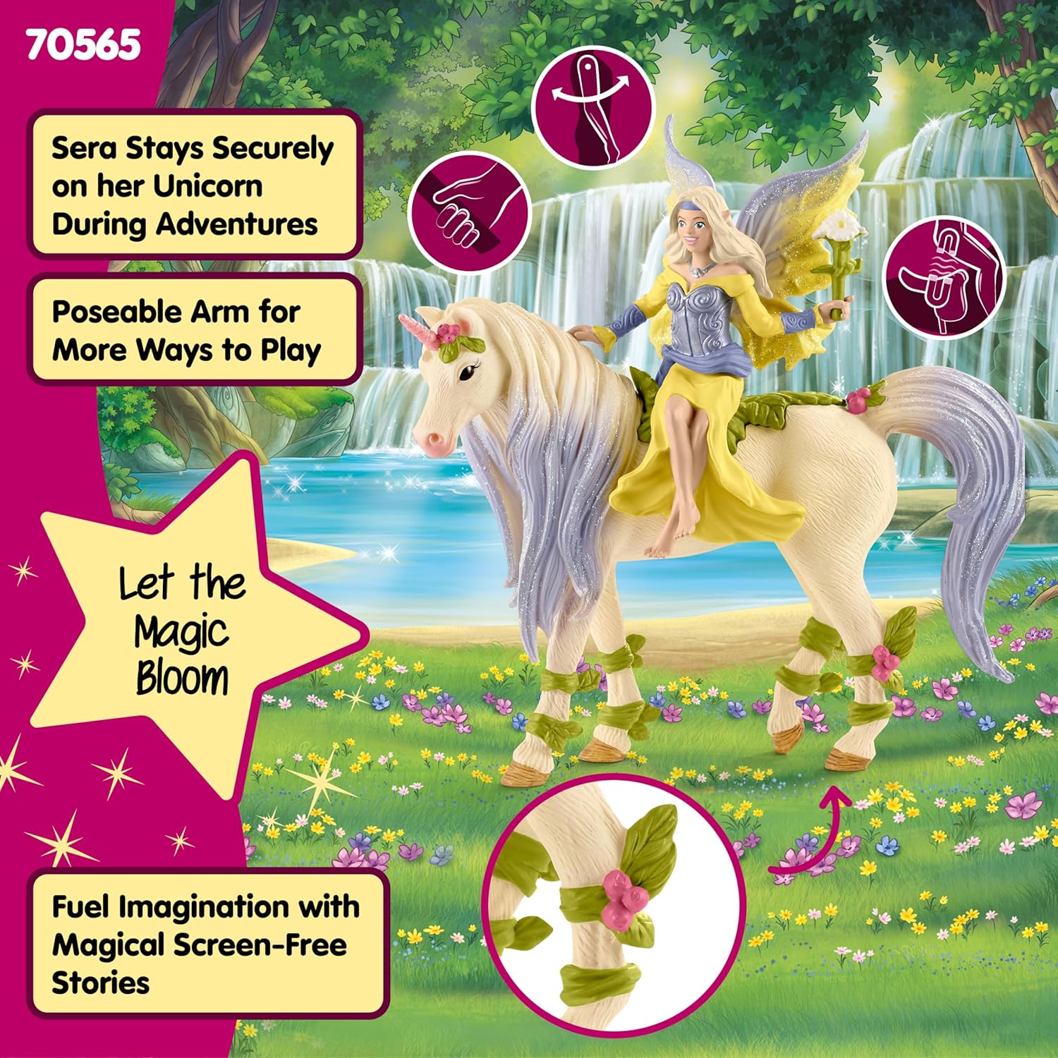 Schleich bayala Fairy Sera with Blossom Unicorn Toy, Ages 5+ — view 4
