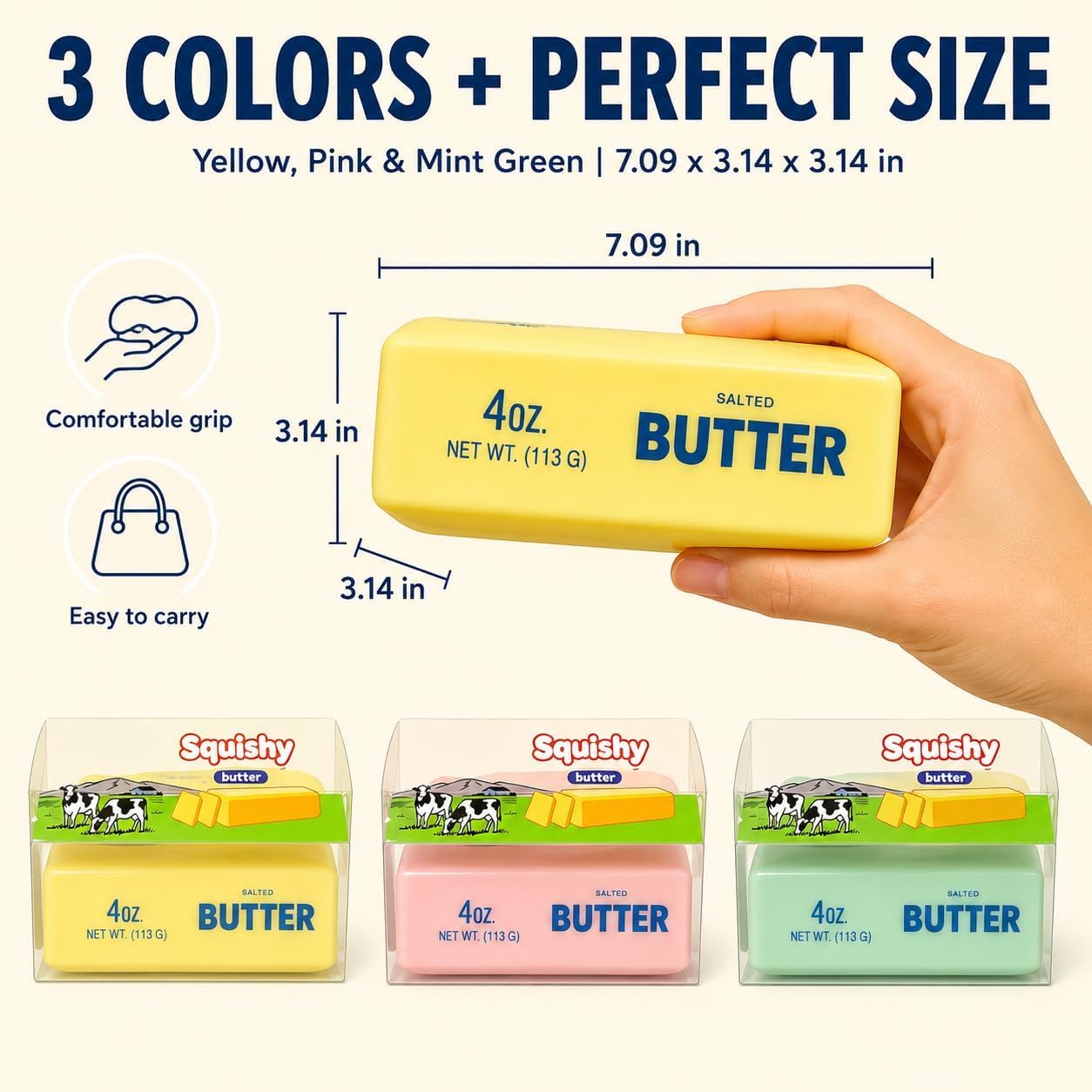 Wax Butter Squishy Crunchy & Slow-Rebound PU Fidget Toy - Yellow — view 5