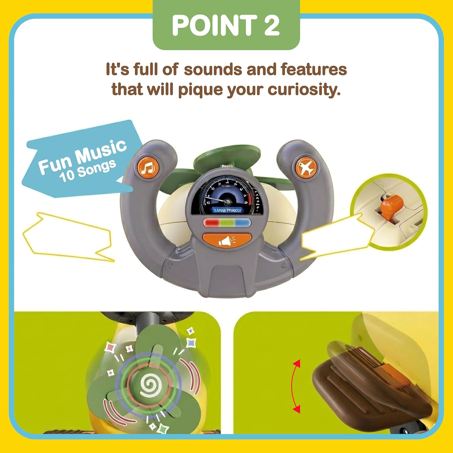 HOLA 4-in-1 Ride-On Push Walker Banana Plane Toy for Toddlers — view 5