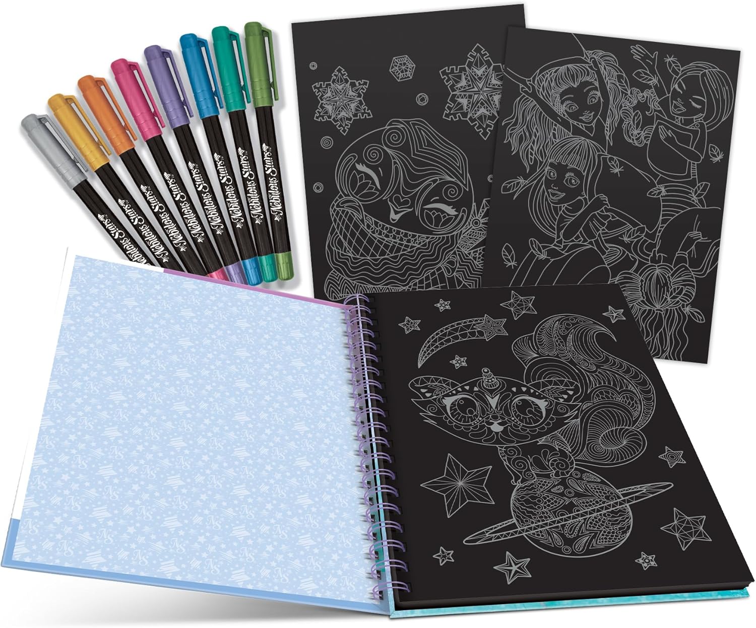 Nebulous Stars Colouring Book with Black Pages, 60 Sheets, A4 — view 5