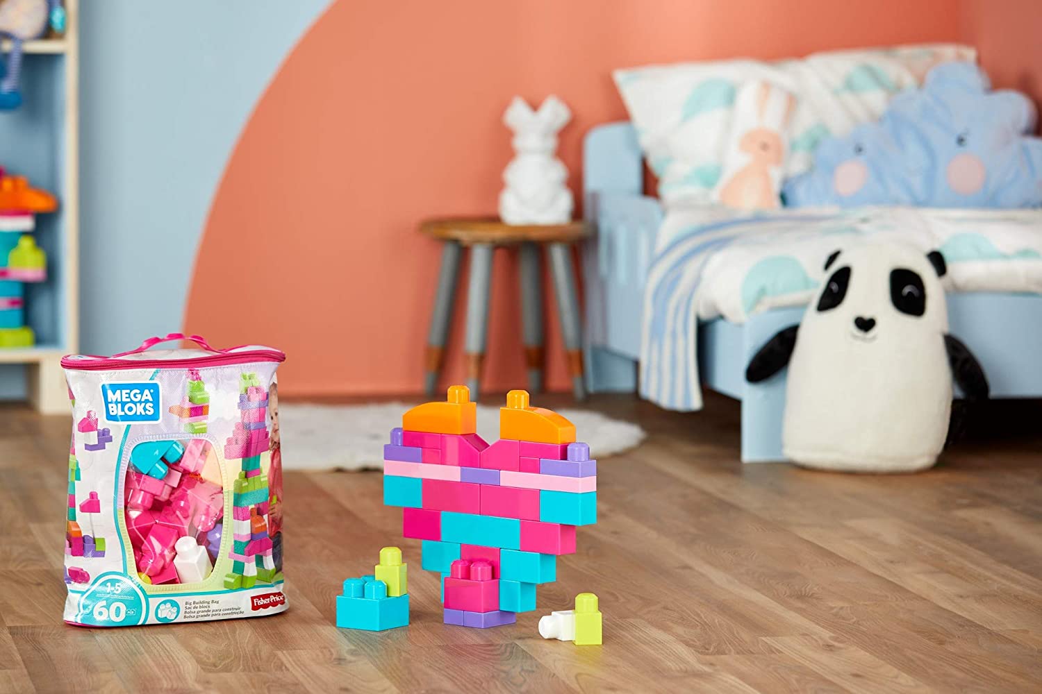Mega Bloks First Builders Big Building Bag 60-Piece Pink DCH54 - Colorland Toys