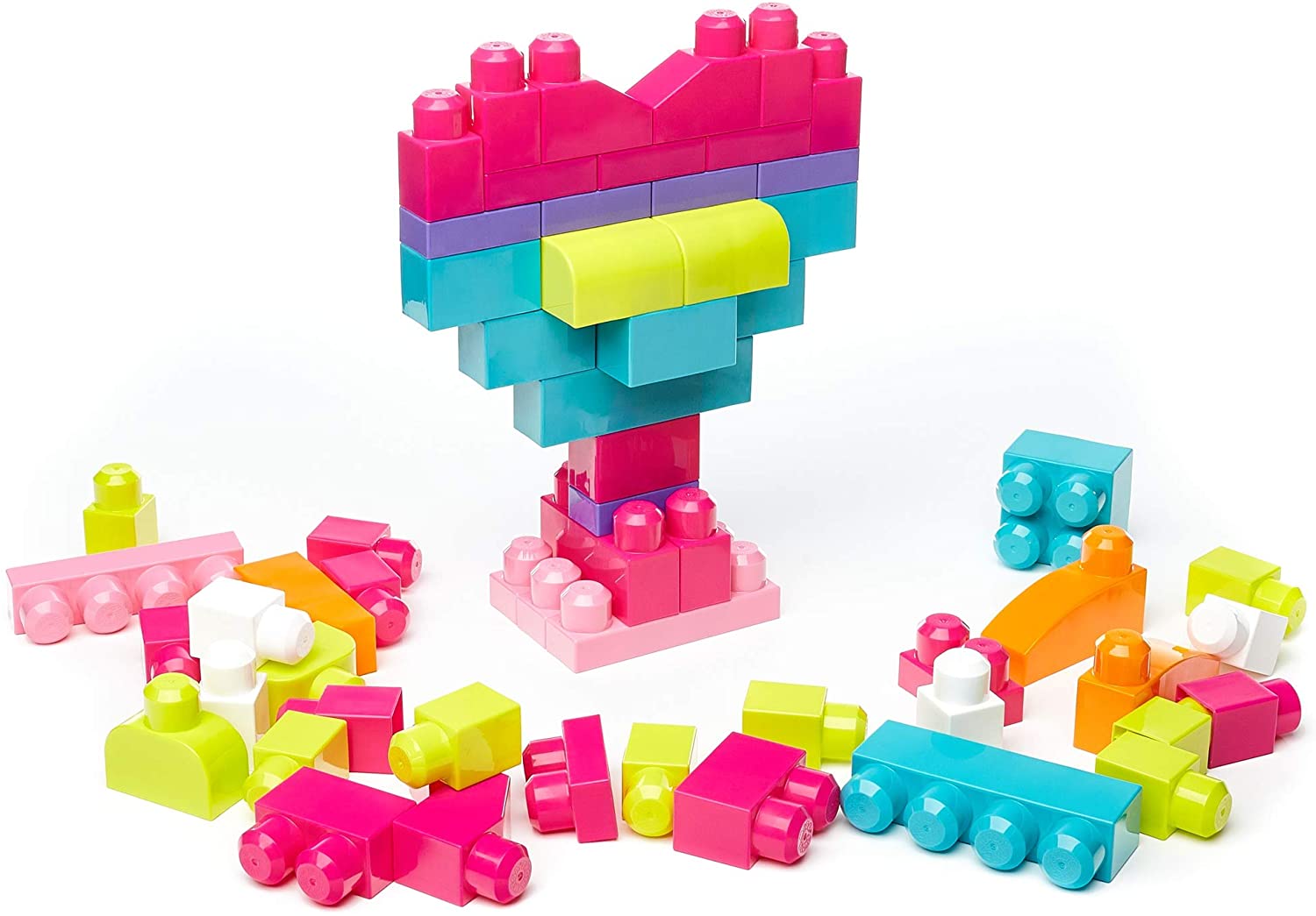 Mega Bloks First Builders Big Building Bag 60-Piece Pink DCH54 - Colorland Toys