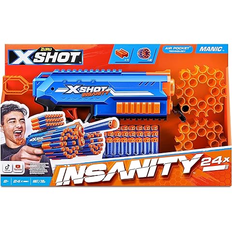 X-Shot Insanity Micro Blaster with 24 Darts – 30m Range Foam Dart Gun — view 6