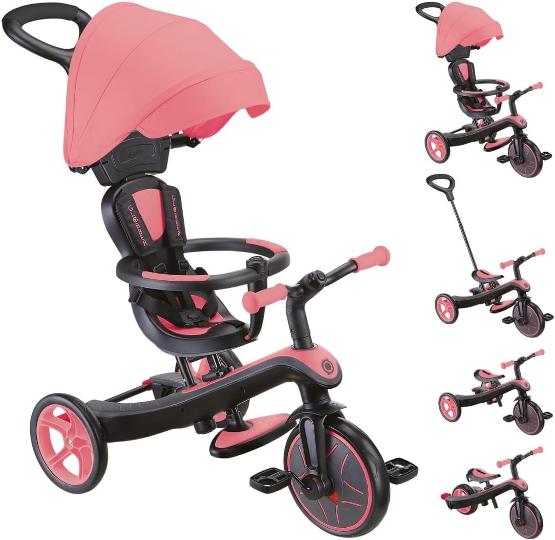 Globber 4 in 1 Explorer Tricycle & Balance Bike - Pastel Pink — view 6