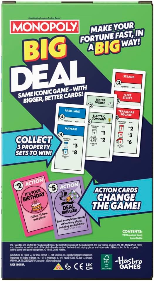 Monopoly Big Deal Card Game with Giant Oversized Cards (Ages 8+) — view 6