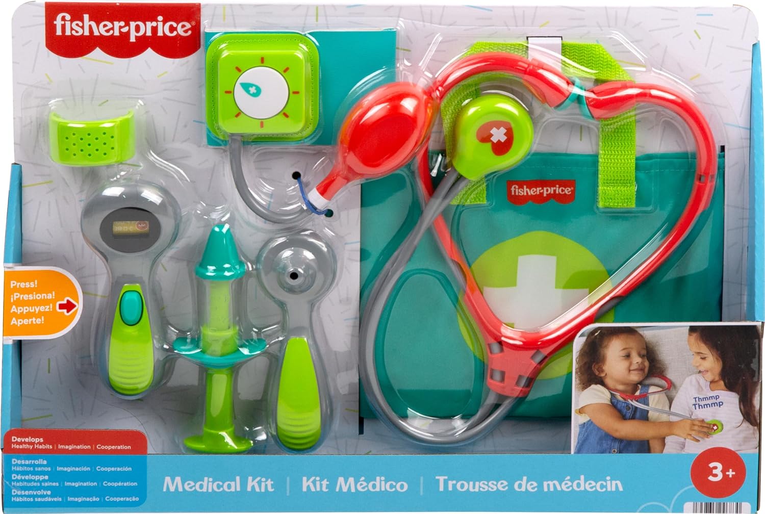 Fisher-Price Preschool Pretend Play Medical Kit 7-Piece Doctor Bag — view 6