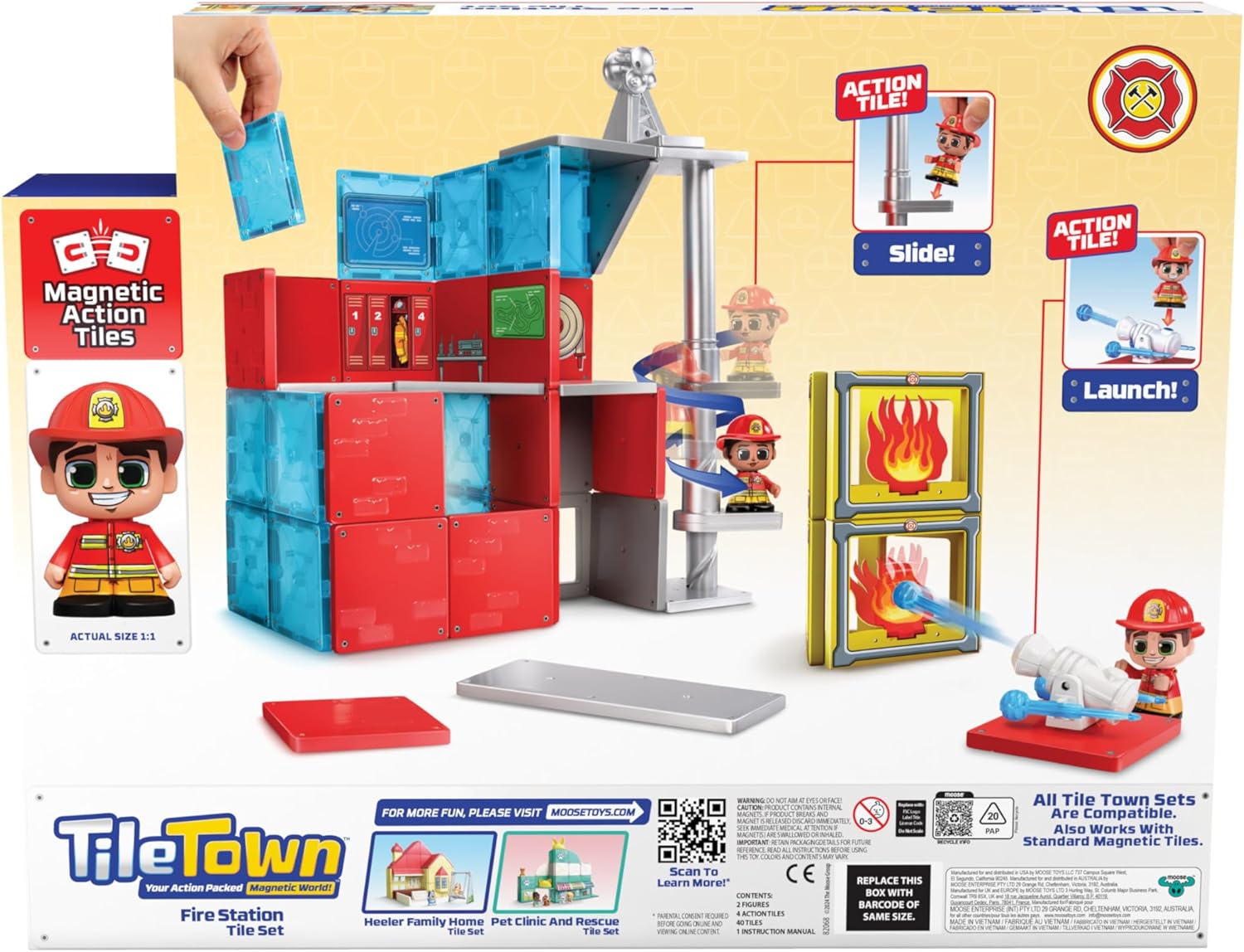 Tile Town Fire House Magnetic Tiles Building Playset for Kids 3+ — view 8