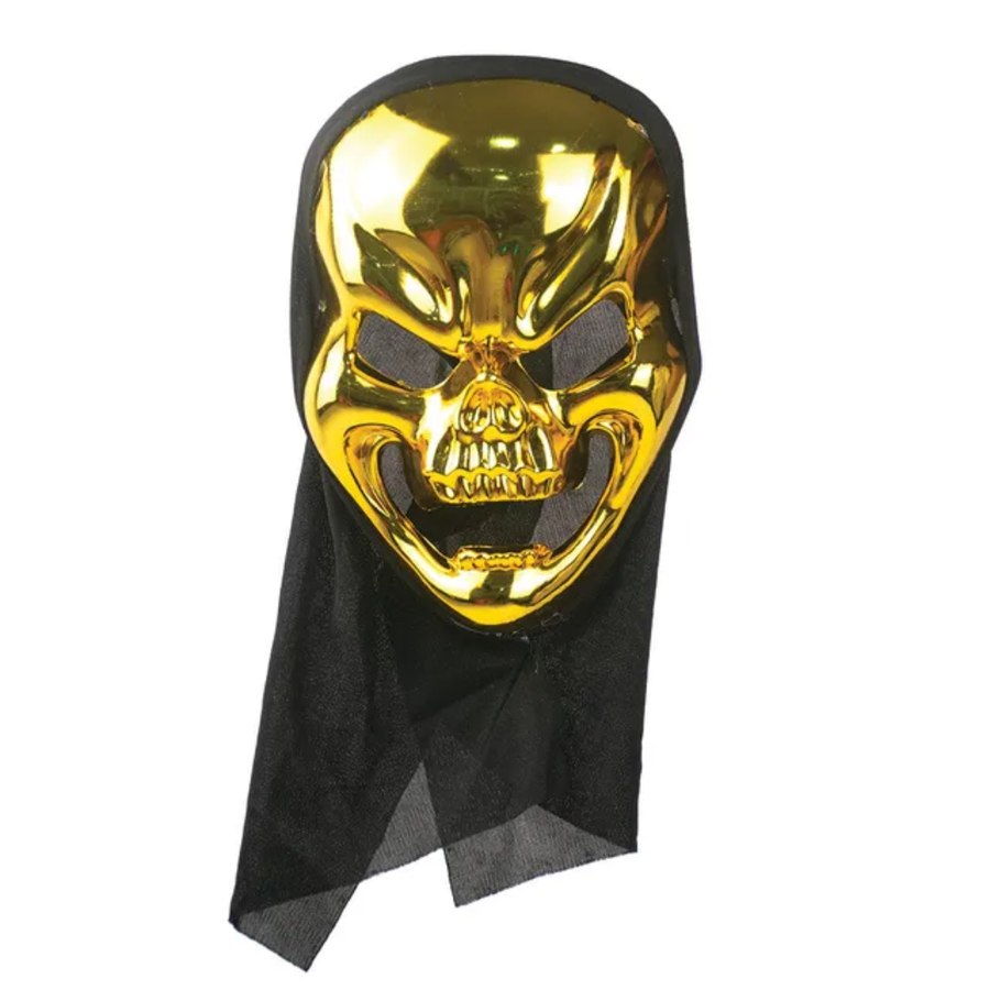 Skull Face Gold Halloween Mask — image 1