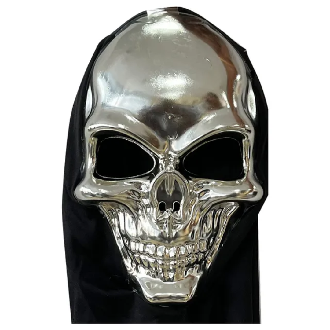 Skull Face Silver Halloween Mask — image 3