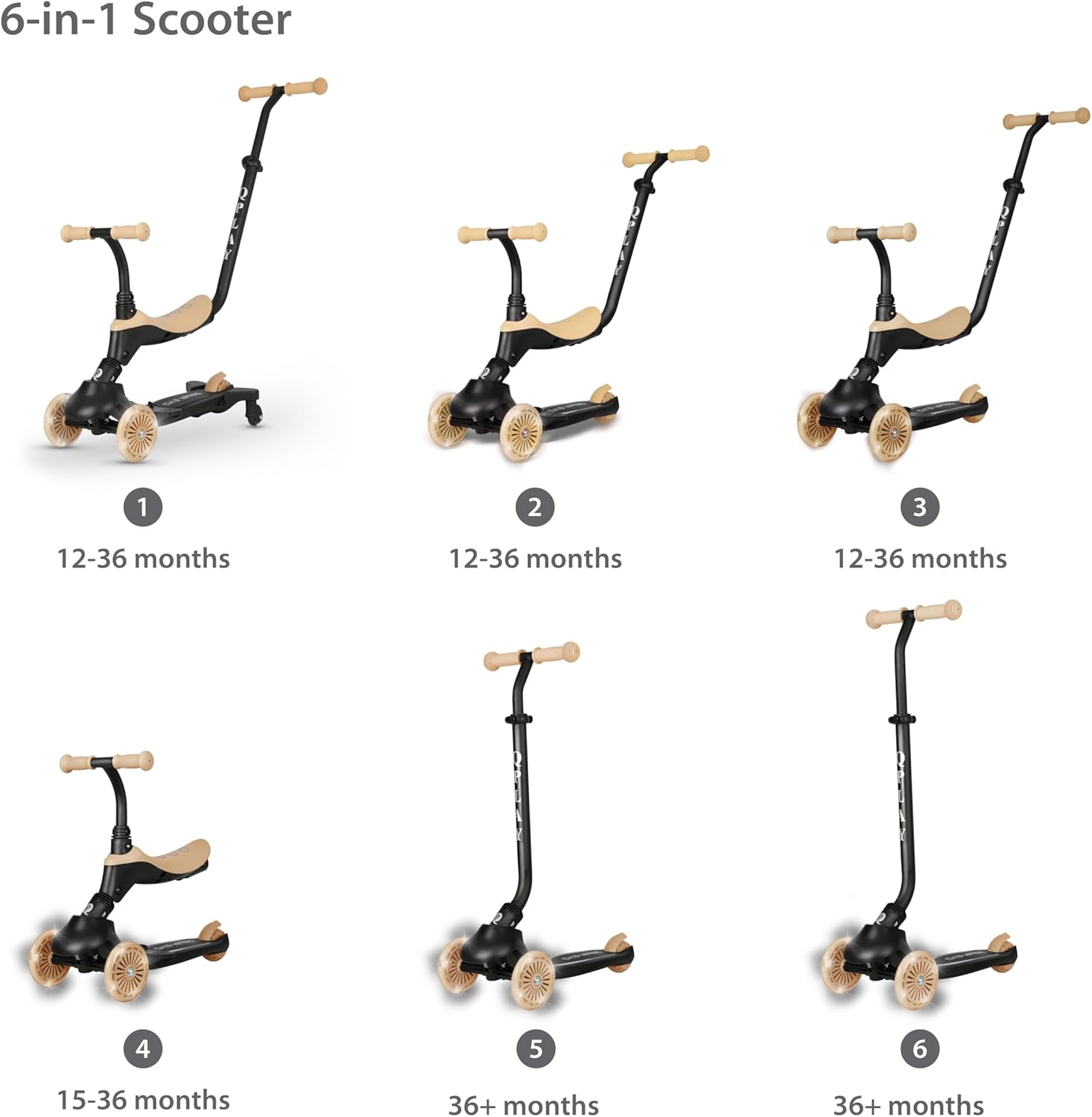 QPlay Sema EVO 5-in-1 Ride On Scooter, Pink, Ages 1–6 — view 9