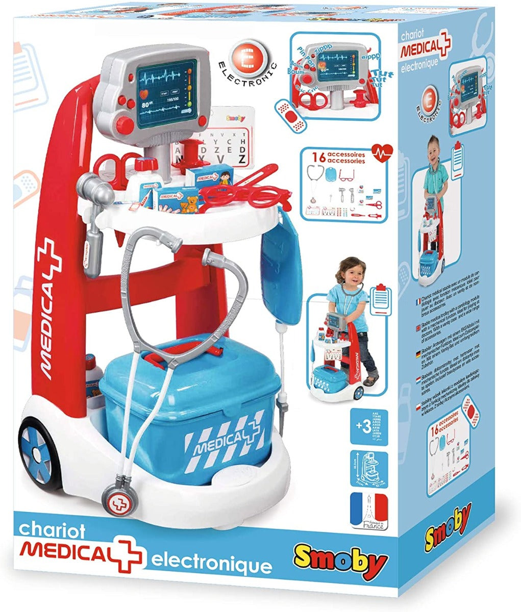 SMOBY Childrens Medical Rescue Trolley Playset 340202 - Colorland Toys