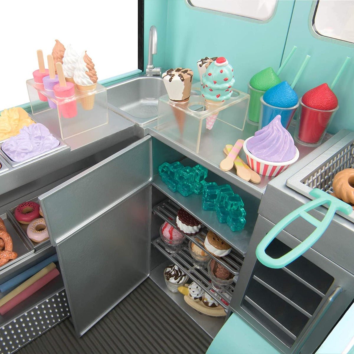 Our Generation Sweet Stop Ice Cream Truck with Electronics for 18-inch Dolls Light Blue - Colorland Toys