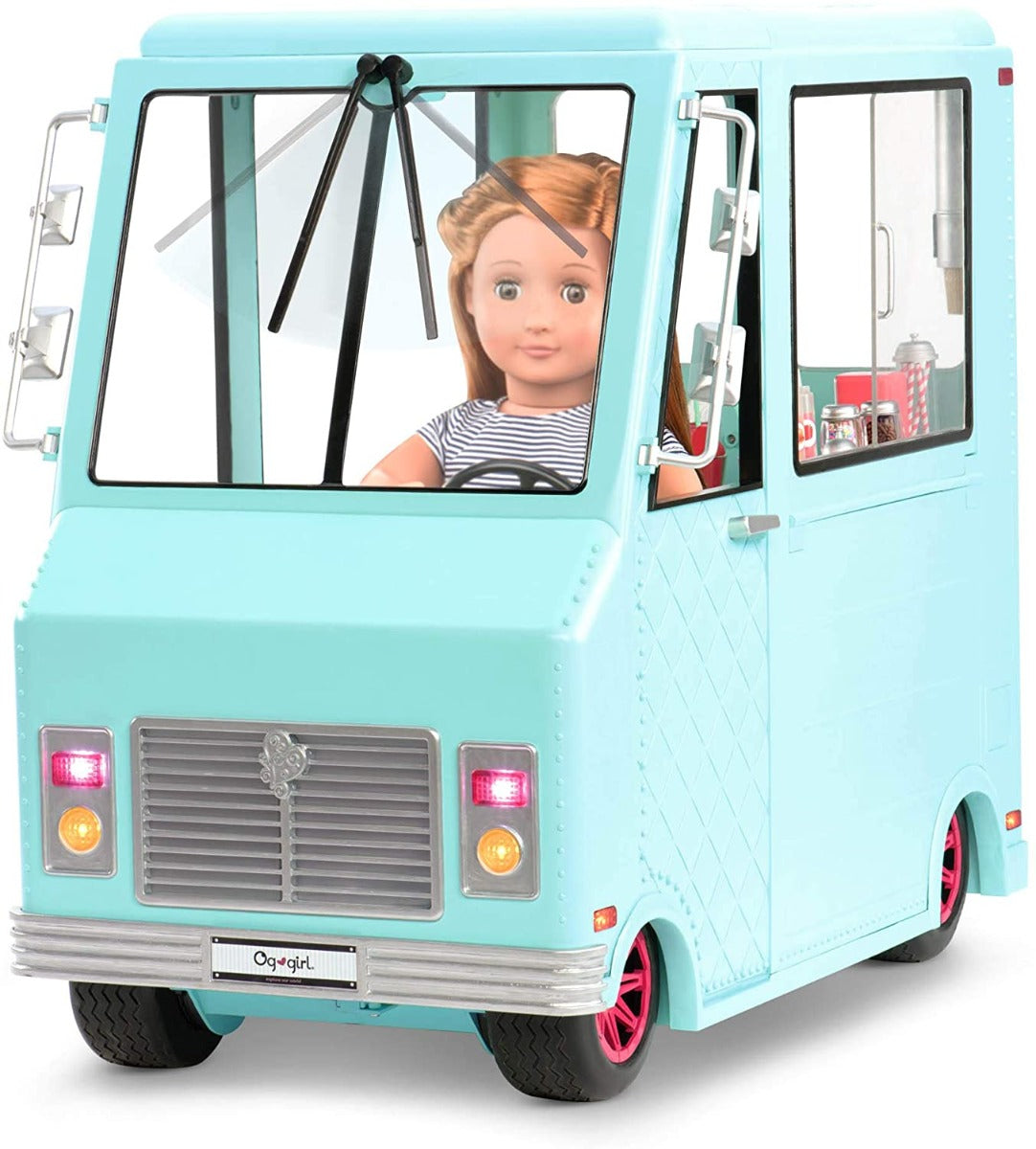 Our Generation Sweet Stop Ice Cream Truck with Electronics for 18-inch Dolls Light Blue - Colorland Toys