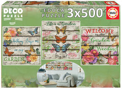 Educa Borras 17965 3X500 Garden On The Land Puzzle, Multicoloured - Colorland Toys