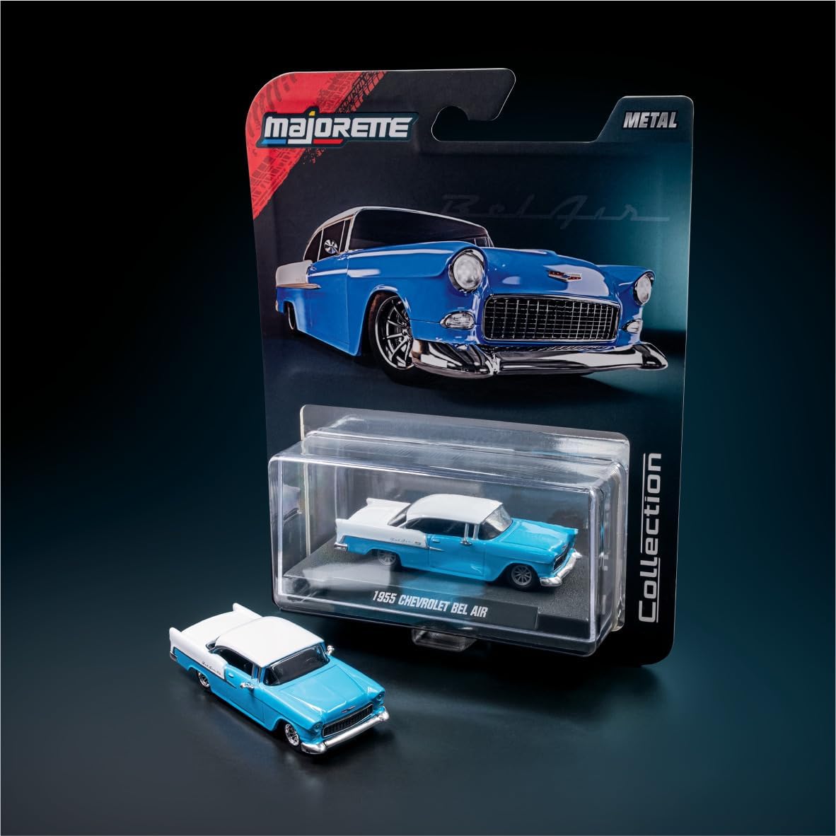 1955 Chevrolet Bel Air Blue and White - Majorette Collection — image 2