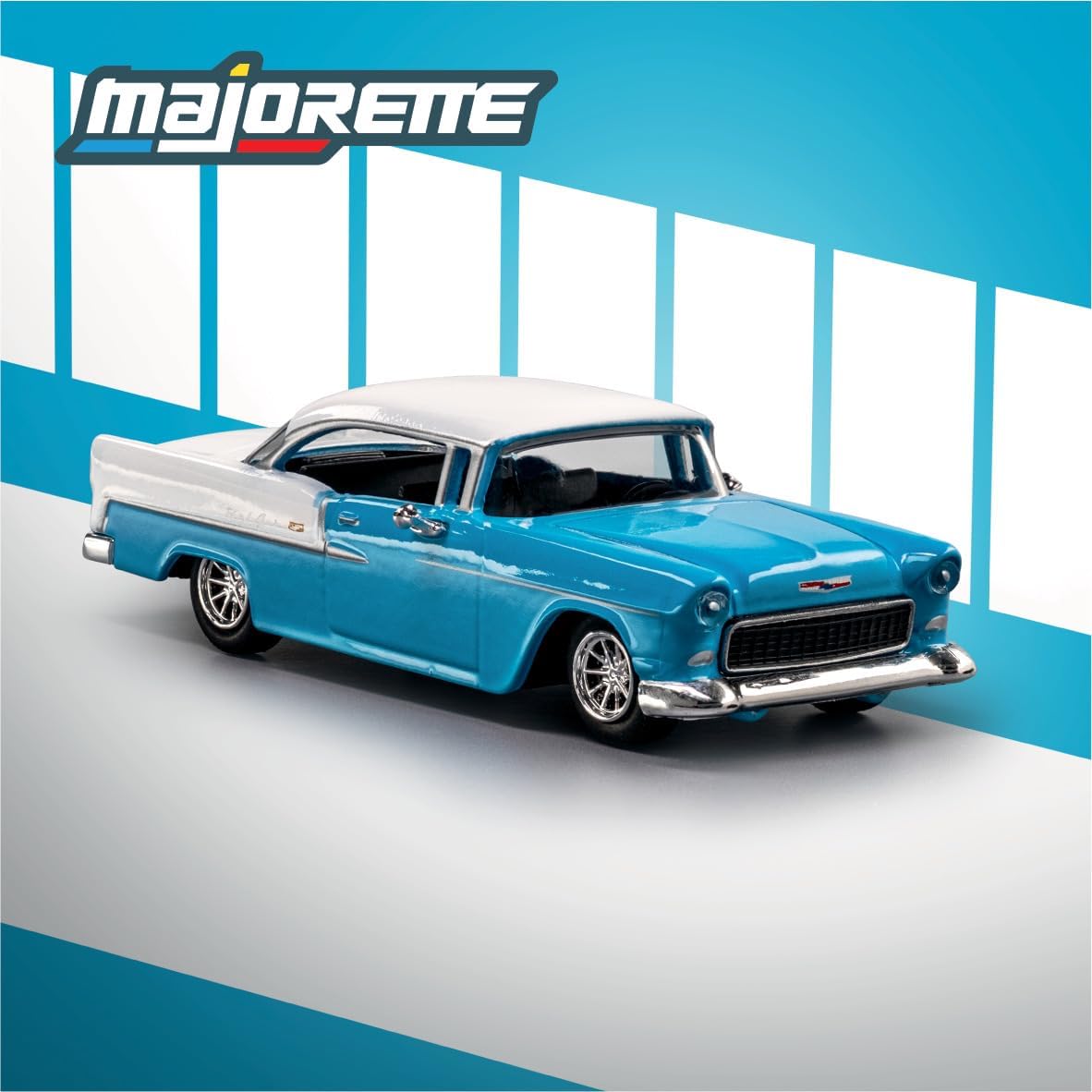 1955 Chevrolet Bel Air Blue and White - Majorette Collection — image 3